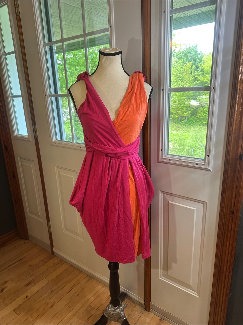 ASOS Pink and Orange Faux Wrap Dress